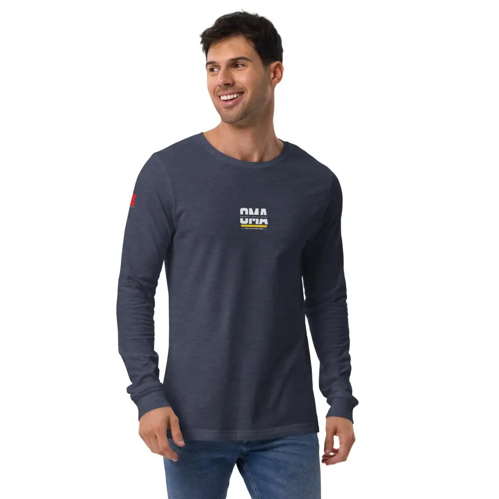 Organized Muscle Apparel Unisex Long Sleeve Tee - Heather Navy / XS