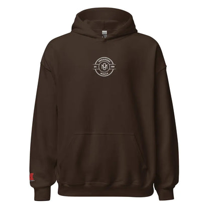 Organized Muscle Embroidered Unisex Hoodie - Dark Chocolate / S