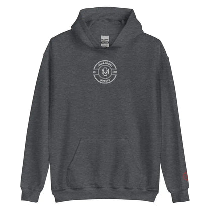 Organized Muscle Embroidered Unisex Hoodie - Dark Heather / S