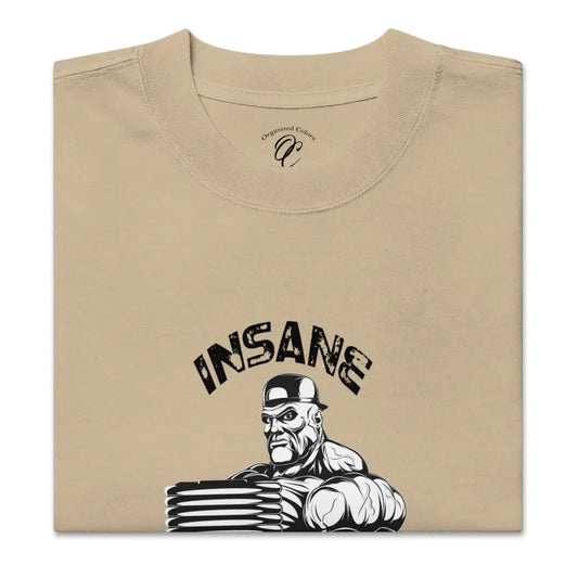 Organized Muscle Insane Train Oversized faded t - shirt - Faded Khaki / S