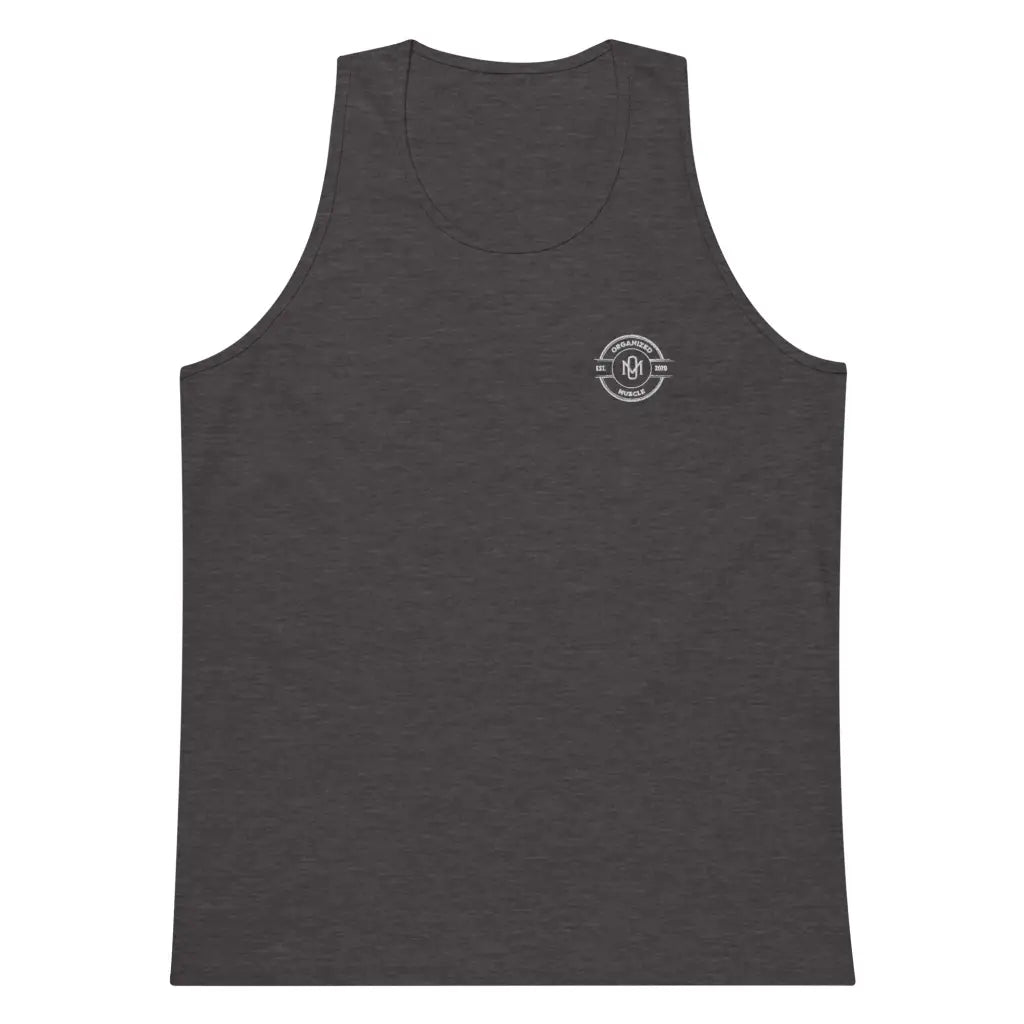 Organized Muscle Men’s Embroidered premium tank top - Charcoal Heather / S