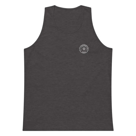 Organized Muscle Men’s Embroidered premium tank top - Charcoal Heather / S