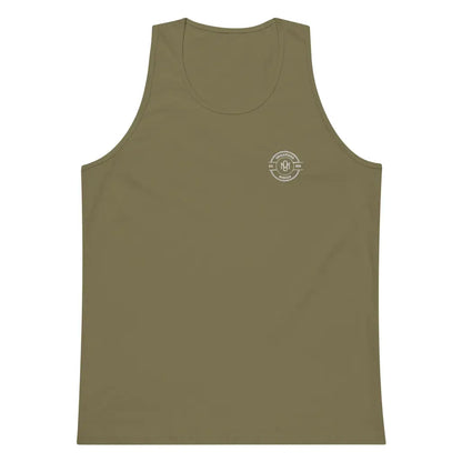 Organized Muscle Men’s Embroidered premium tank top - Military Green / S