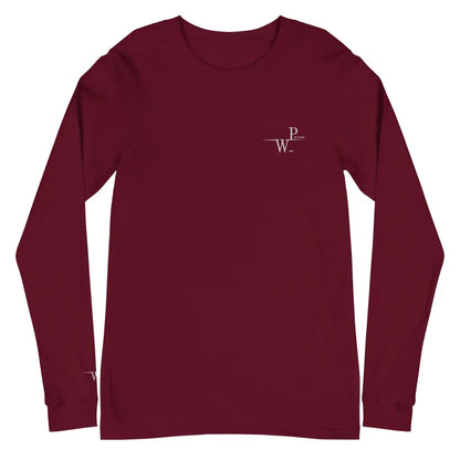 Women’s Performance Embroidered Unisex Long Sleeve Tee - Maroon / XS